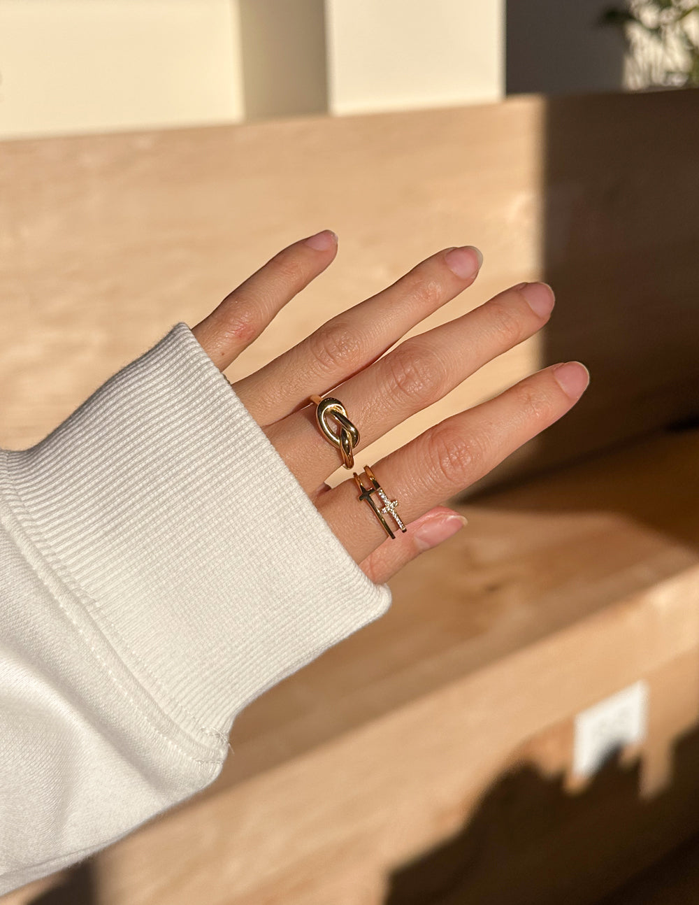 Stacked Cross Gem Ring